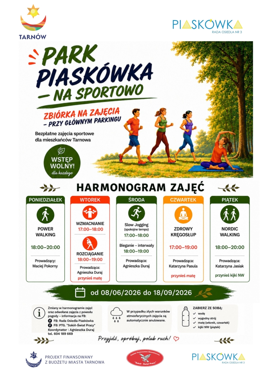 plakat o zajęciach sportowych